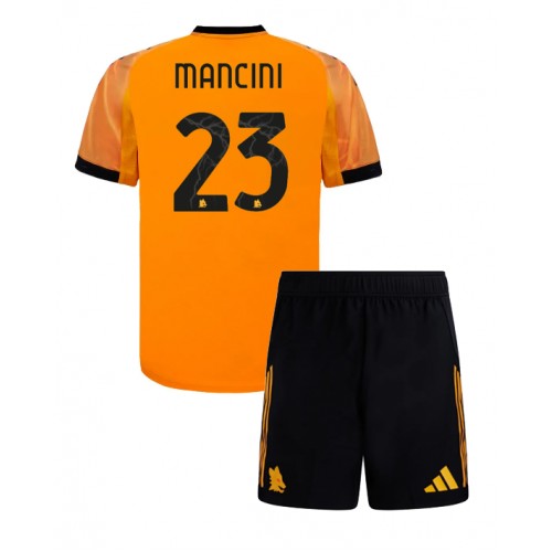 AS Roma Gianluca Mancini #23 Segunda Equipación Niños 2025-26 Manga Corta (+ Pantalones cortos)